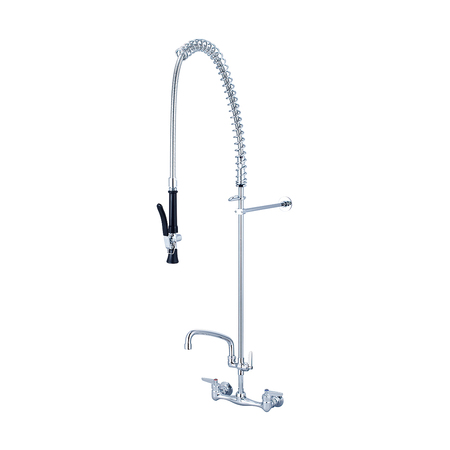 Central Brass Two Handle Wallmount Pre-Rinse Faucet, NPT, Wallmount, Polished Chrome, Connection Size: 1/2" 80047-ULE60-AD1